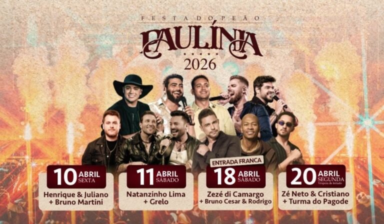 Grade de shows da Festa do Peão de Paulínia 2026 promete ser histórica
