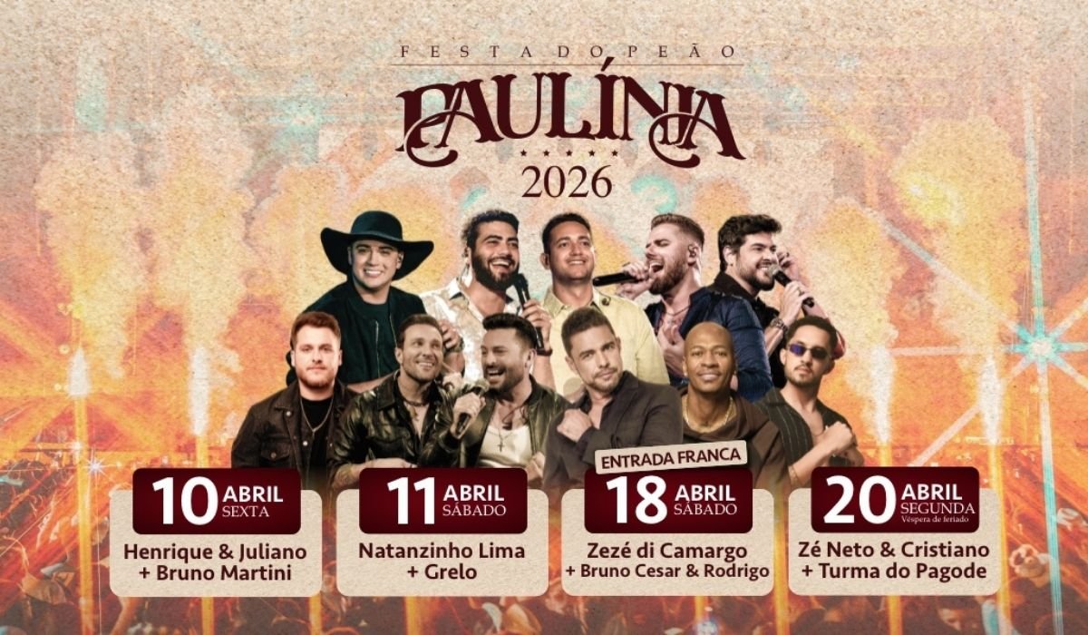 Grade de shows da Festa do Peão de Paulínia 2026 promete ser histórica
